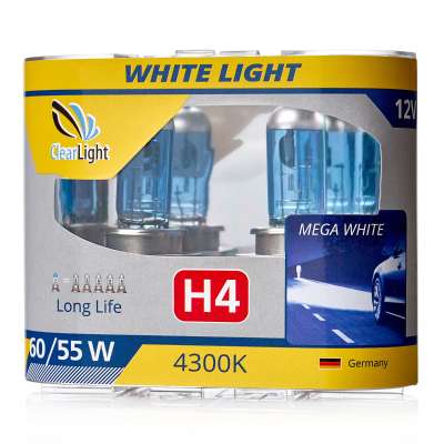 Лампа H4 12V (Clearlight) 60/55W WhiteLight (2 шт.) 4300K