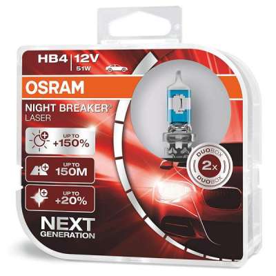 Лампа Osram HB4 51W 12V Night Breaker Laser Next Generation (+150%) (2 шт.)