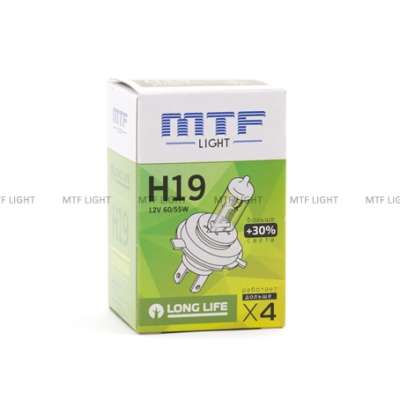 MTF Галогенная лампа автомобильная MTF light H19 12V 60/55W LONG LIFE